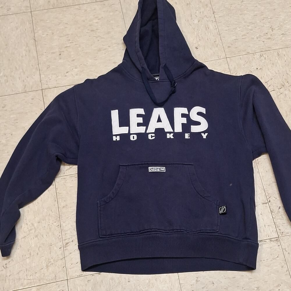 CCM NHL Toronto Maple Leafs Authentic Blue Hockey Hoodie Size M